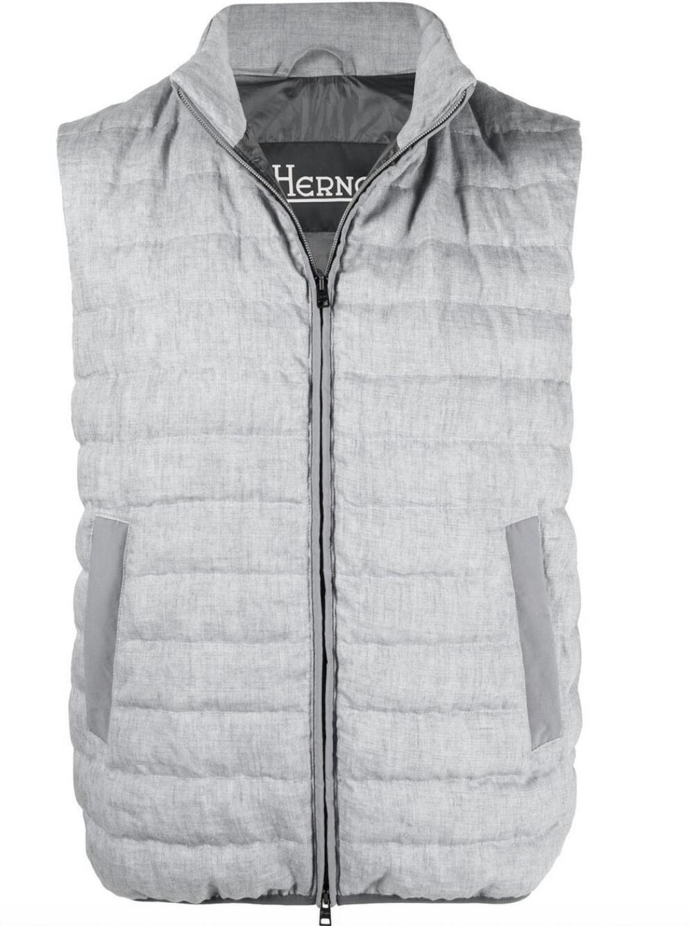 NEW HERNO men's lino and plaster woven vest in grey